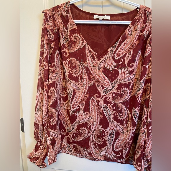 Rose & Olive Red Blouse Size L/Large - Picture 3 of 6